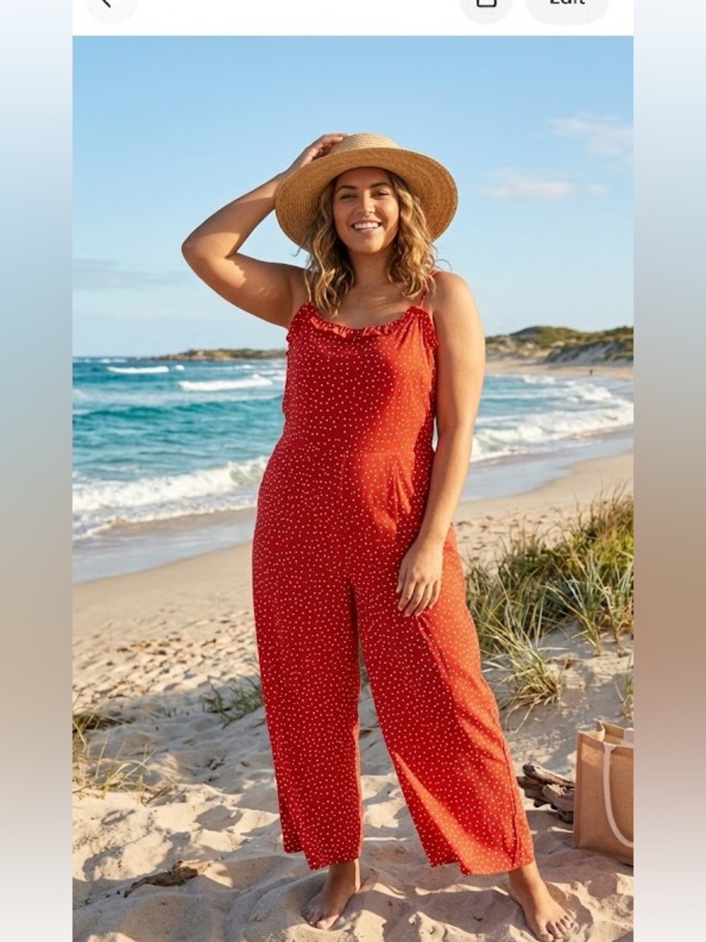 Charlie Paige Red Jumpsuit with White Dots